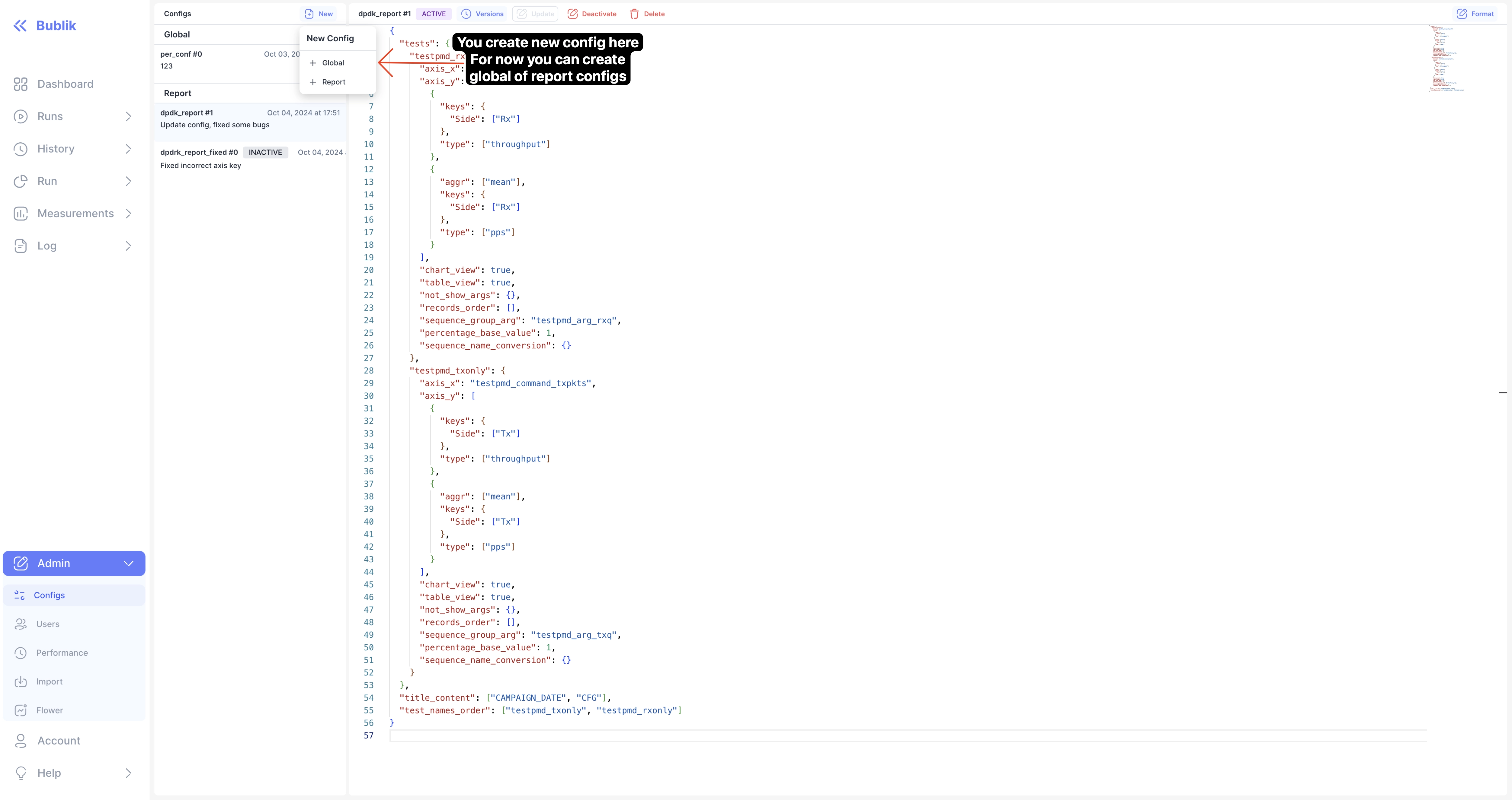 New Config Dropdown Menu