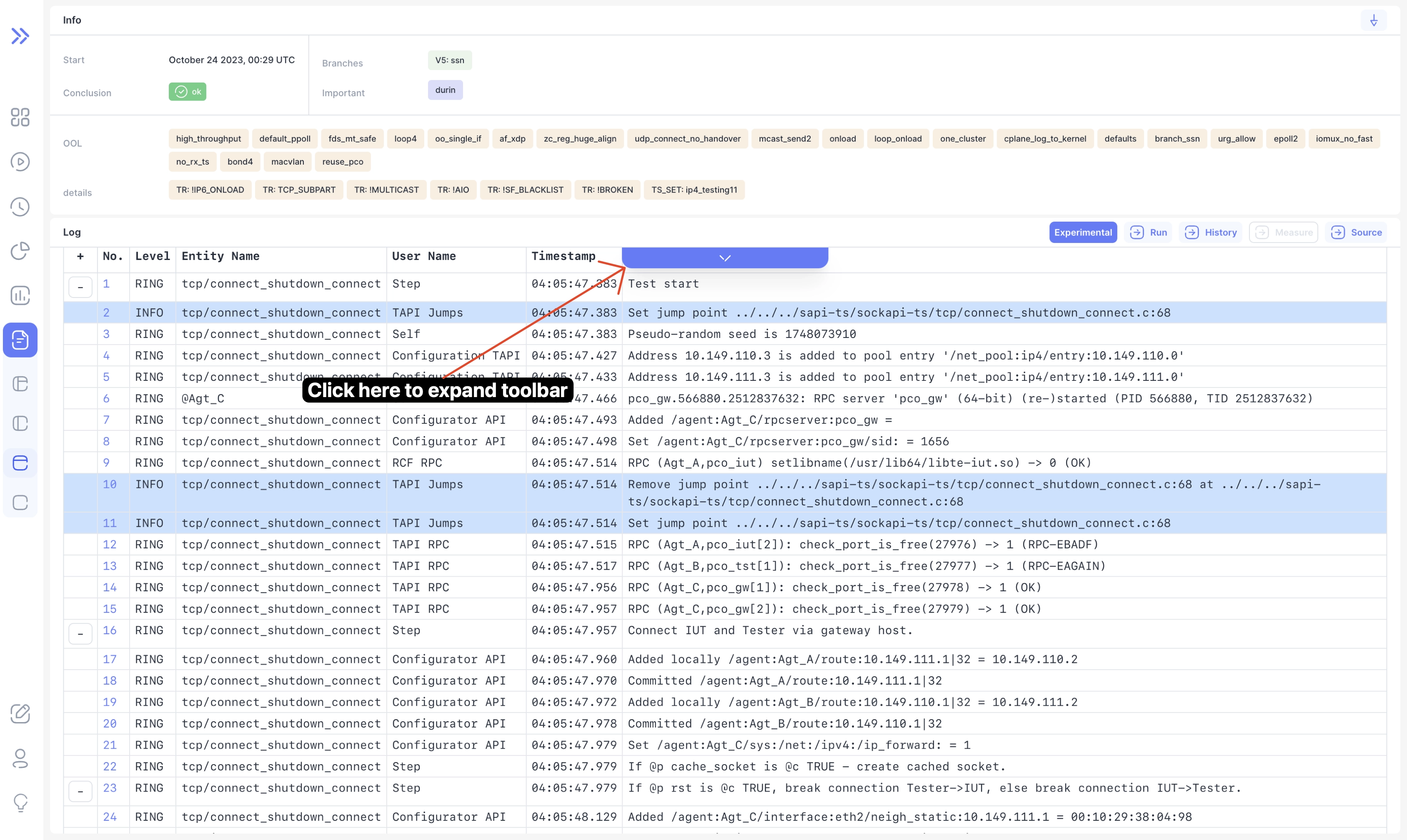 Button to open toolbar